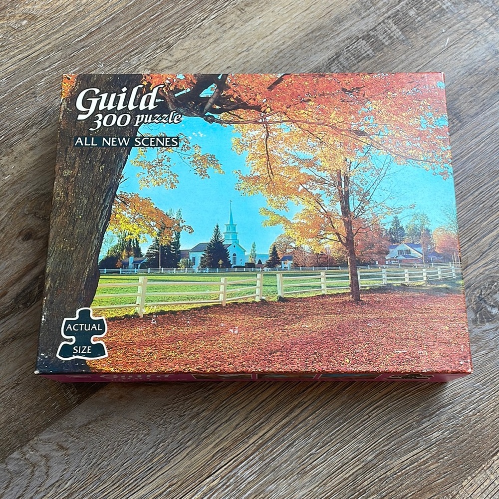 🧩 Vintage Guild 300 Piece Puzzle Autumn Church Fall Foliage Sealed